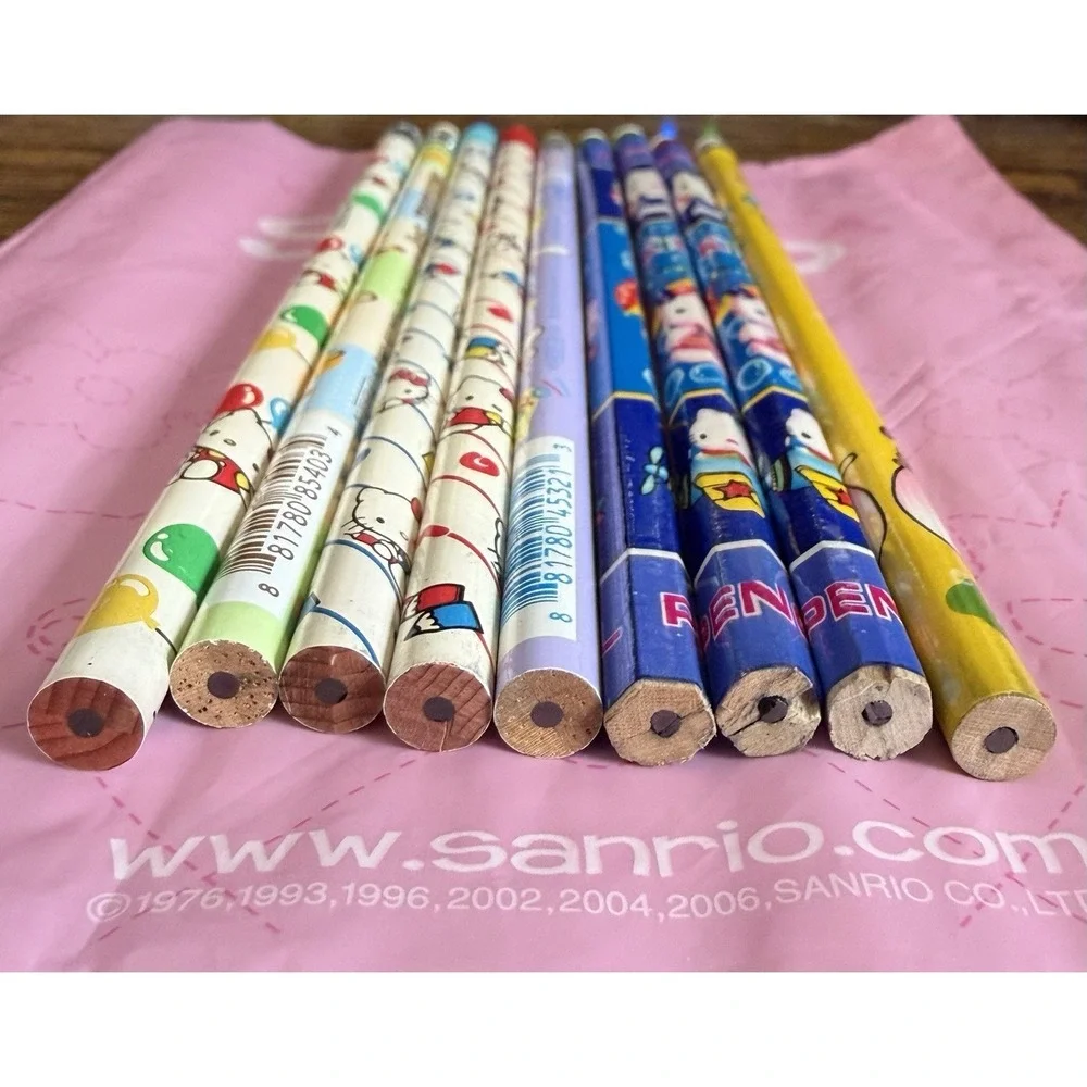 Vintage Collectible Sanrio Hello Kitty Wood Pencil (5) Various Dates Plus Extras